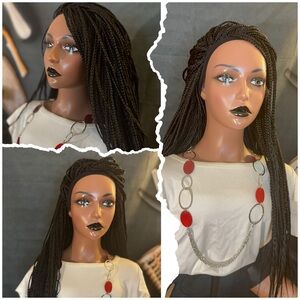 Elegant Black Braided Wig handmade by me